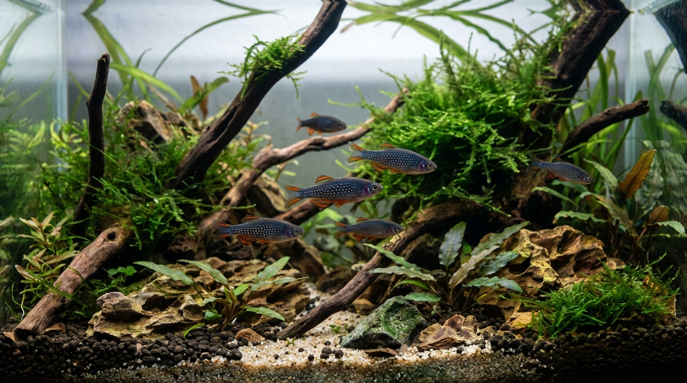 Celestial Pearl Danios in a Planted Aquarium
