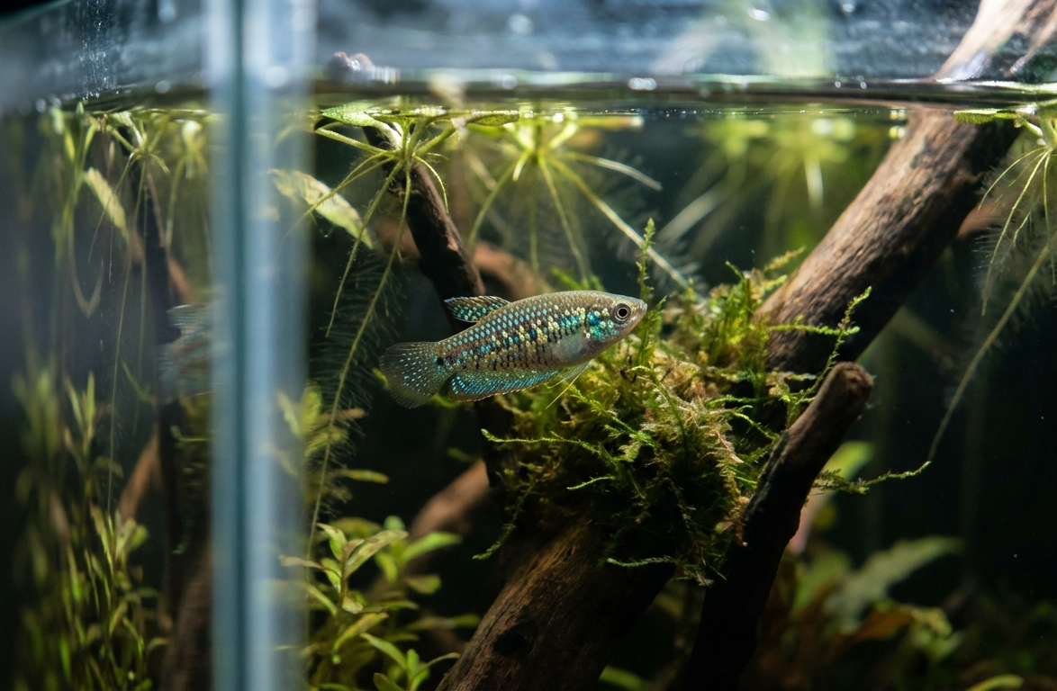Emerald Betta in a Planted Aquascape