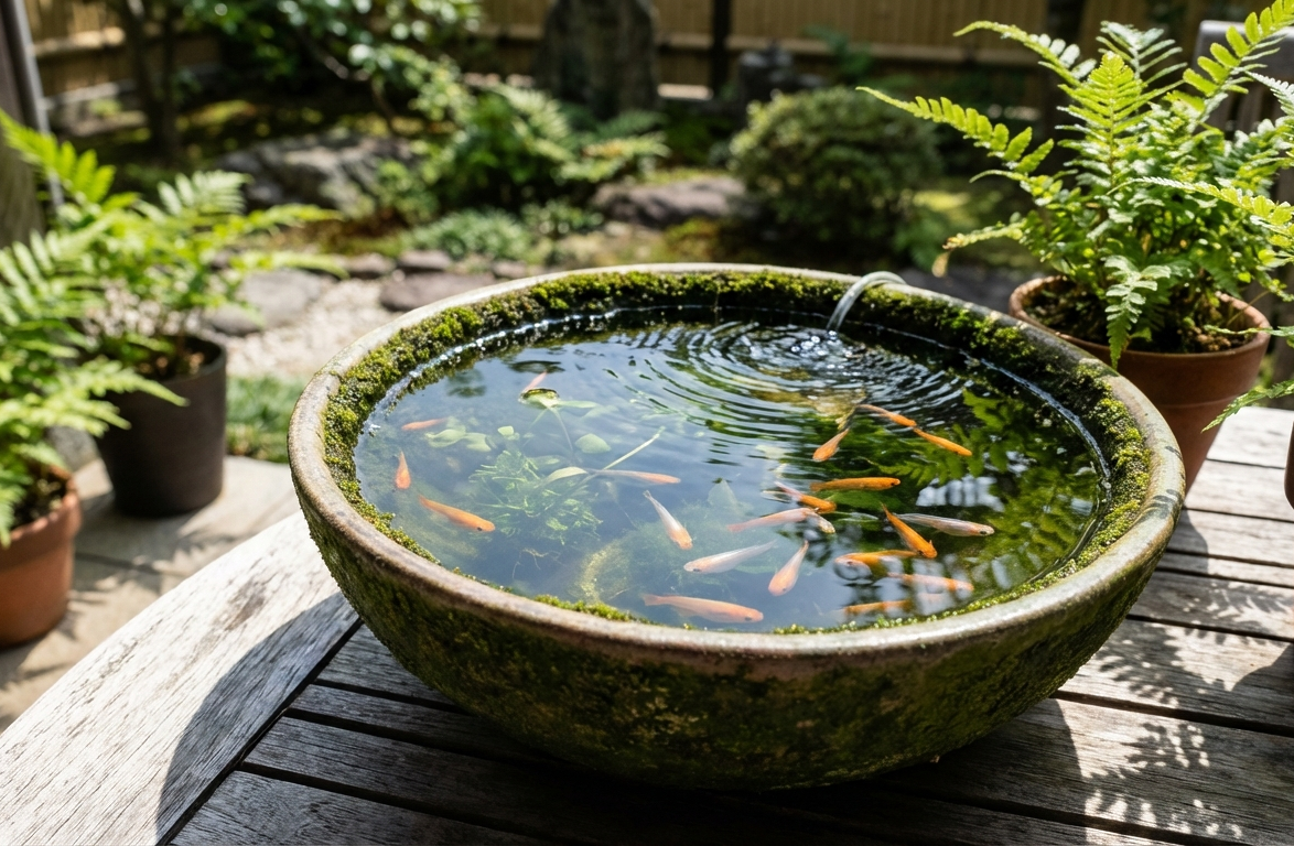 Tranquil Japanese Garden Fish Bowl