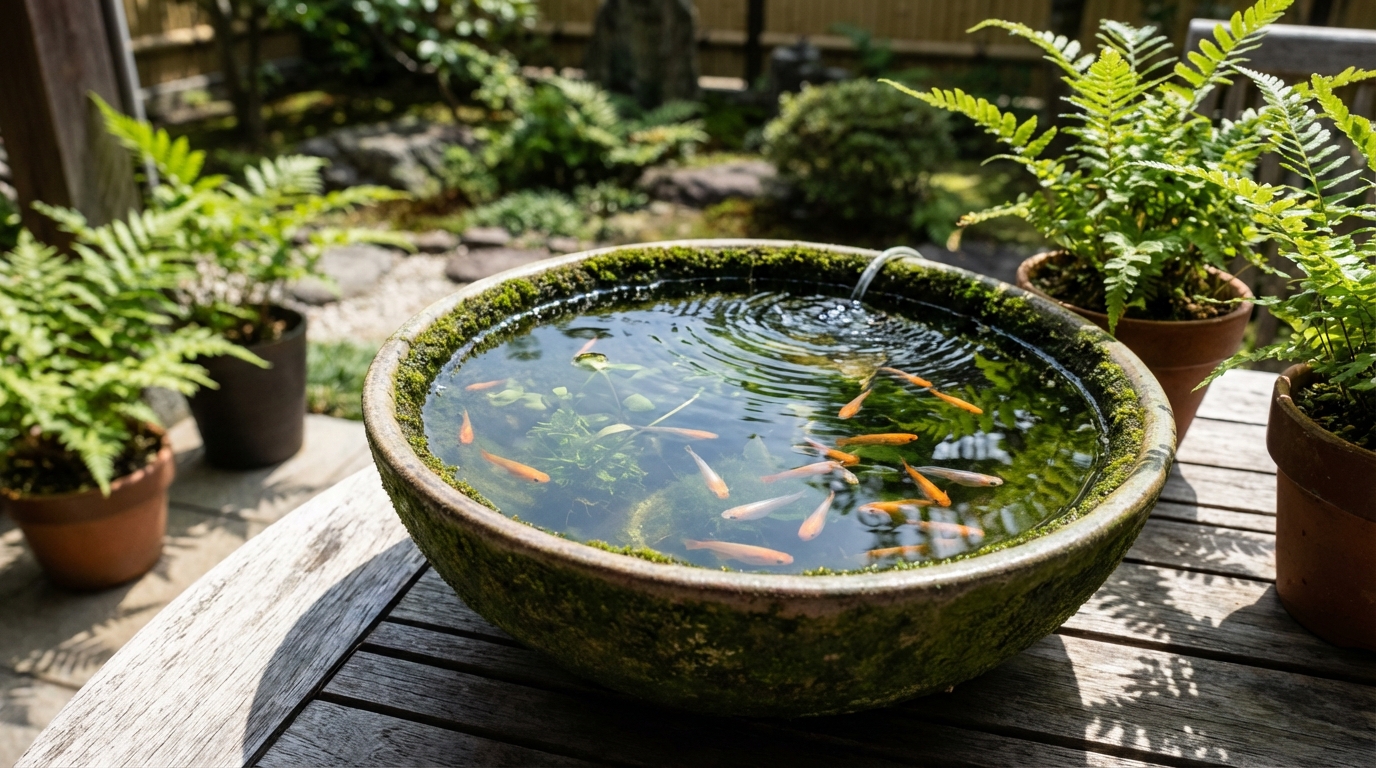Tranquil Japanese Garden Fish Bowl